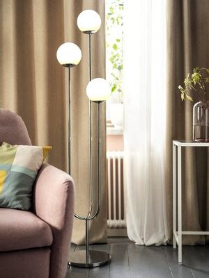 SIMRISHAMN Floor lamp, chrome-plated/opal white glass - IKEA
