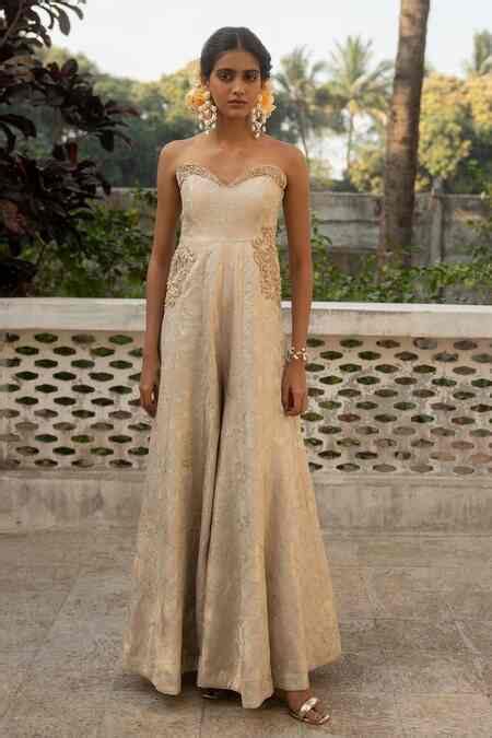 Buy Ivory Jacquard Zari, Embroidery Victorian Fleur Woven Embellished ...