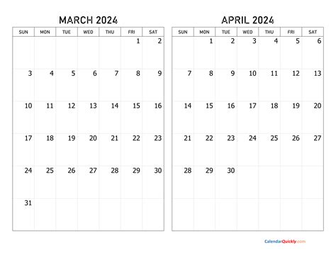 Calendar For March And April 2025