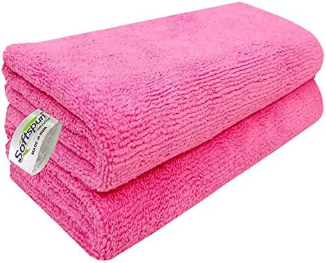 SOFTSPUN Microfiber Cleaning Cloth 2 pcs 40x60cm 340 GSM Pink Thick ...