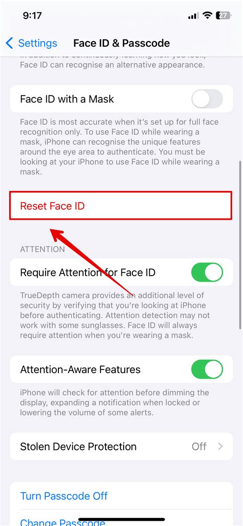 Reset Face Id