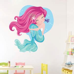 WALLPIK 90 cm Cute - Mermaid - Fish - Girl - Baby - Room - Decorative ...