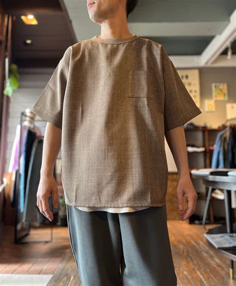 Naturemier™️（ナチュレミア）TECH リネンライク メランジクロス クルーネック グラスポケット ハーフスリーブ シャツ ...