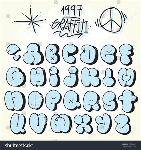 Graffiti Bubble Alphabet Vector Set: vector de stock (libre de regalías ...