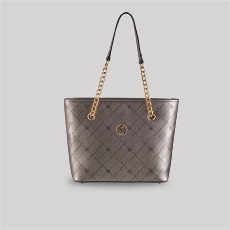 Silver Monogram Chain Detailed Tote Bag | Ipekevi