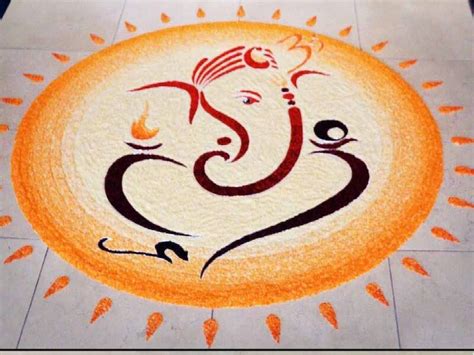 Ganesh Chaturthi 2024 ganpati bappa Simple rangoli Ganesh Utsav rangoli ...