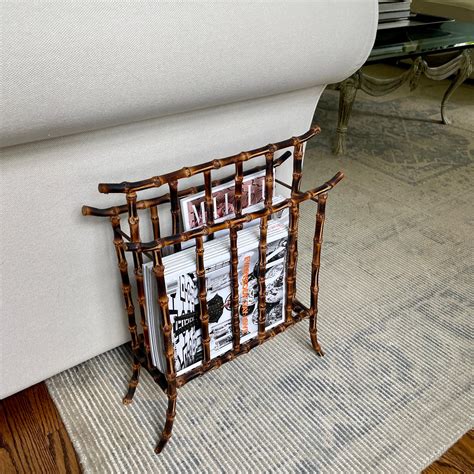 English Vintage Bamboo Magazine Rack Holder, circa 1950s For Sale at 1stDibs