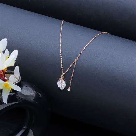 Rose Gold-Plated Mother Of Leaf Shaped Pendant With Chain – Eri Silvers