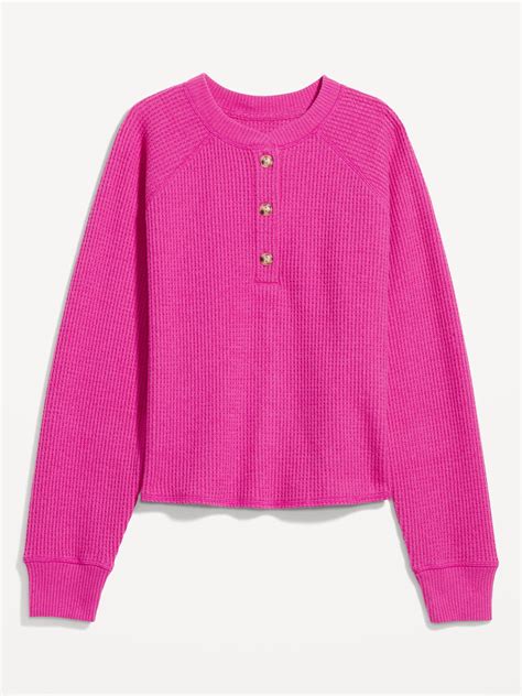 Plush Waffle-Knit Henley Top | Old Navy