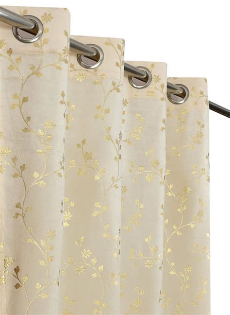 Buy HOME UTSAV Premium Foil Jasmine Print Velvet Curtains for Door 7 ...