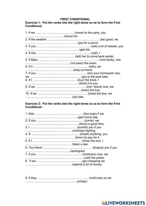 Image result for First Conditional Live Worksheet