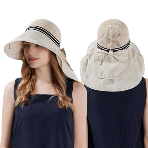 PALAY Summer Sun Hat for Women - UPF 50+ Wide Brim with Neck Flap ...