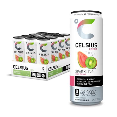 Celsius Sparkling Kiwi Guava, Functional Essential Energy Drink 12 Fl ...