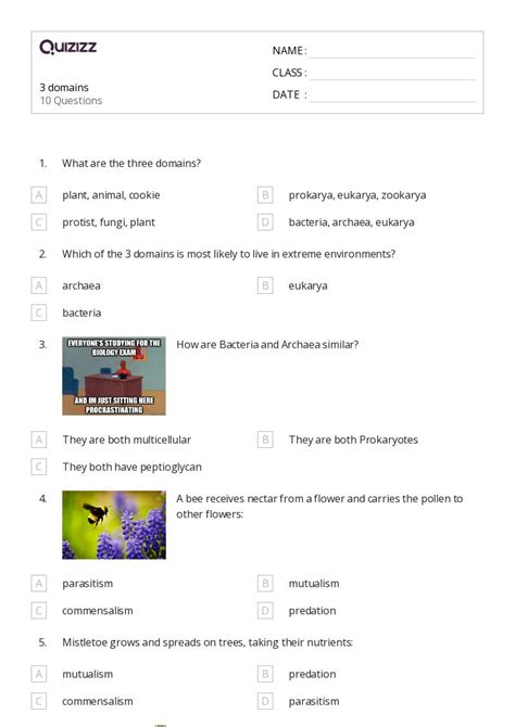 50+ bacteria and archaea worksheets for 11th Class on Quizizz | Free ...