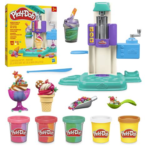 Play-Doh Rainbow Swirl Ice Cream Playset, 7 Pretend Play Kitchen Toys ...