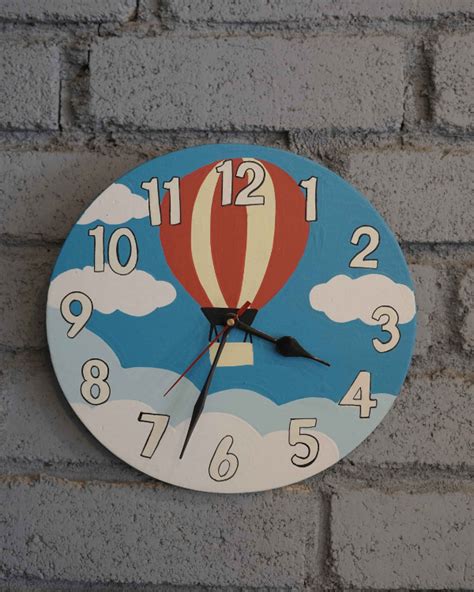 Hot Air Balloon Hand-Painted Wall Clock | Whimsical Kids Room Decor ...