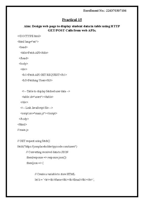 MPT 15 - MPT Practical 15 - Enrollment No.: 226370307106 Practical 15 ...