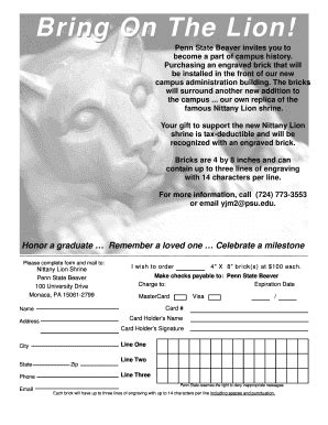 Can You Purchase A Brick To Engrave At Psu Form - Fill and Sign ...