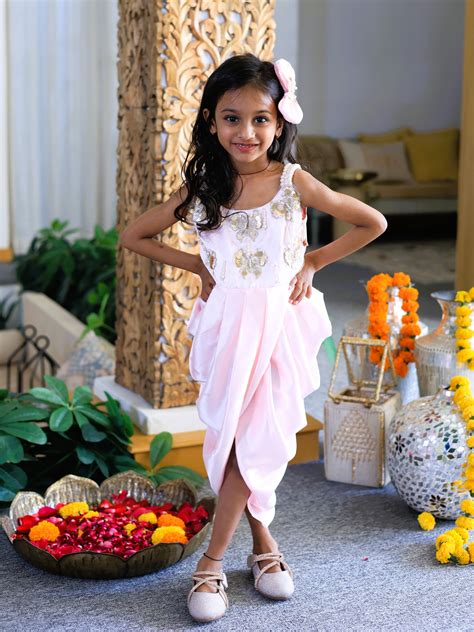 Pear Bear Embellished Pleated Dhoti Style Dress