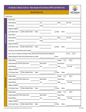 Fillable Online allsaintscatholic All Saints Catholic School - New ...