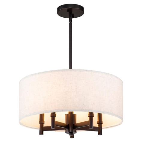 Buy 5-Light Oil-Rubbed Bronze Drum Chandelier with Linen Shade Online ...