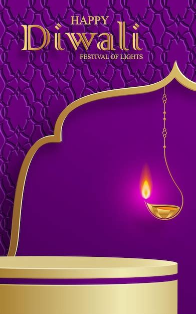 Diwali ou Deepavali 3d Podium style de scène ronde pour le festival ...