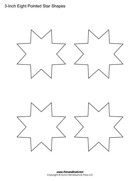 Free Eight Pointed Star Shapes | Blank Printable Shapes for Kids