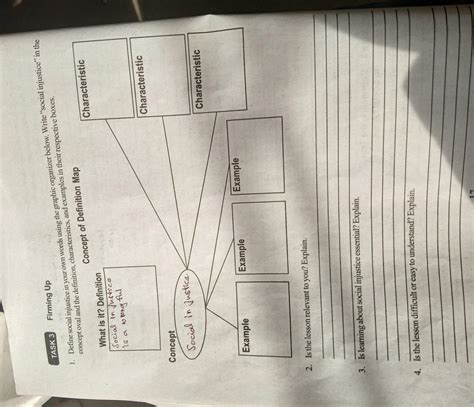 1. Define social injustice in your own words using graphic organizer below. "social injustice ...
