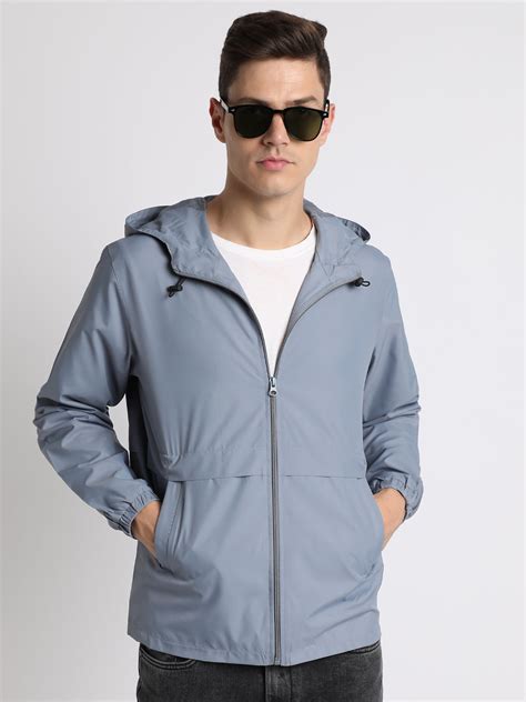 Men's Hooded Regular Fit Solid Heaven Blue Jackets – DENNIS LINGO
