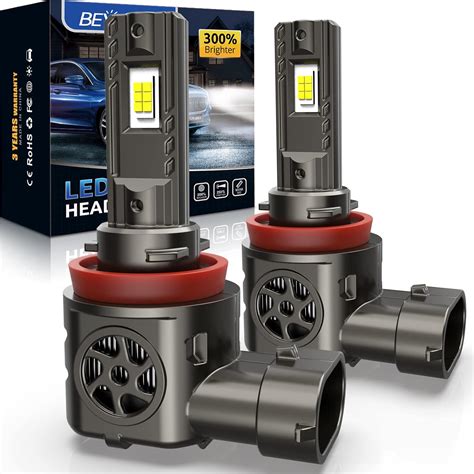Bevinsee H11 LED Headlight Bulbs 100W 15000LM 6000K White Wireless ...