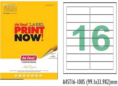 DESMAT A4 sheet 16 label and sticker Self-adhesive Paper Label Price in ...