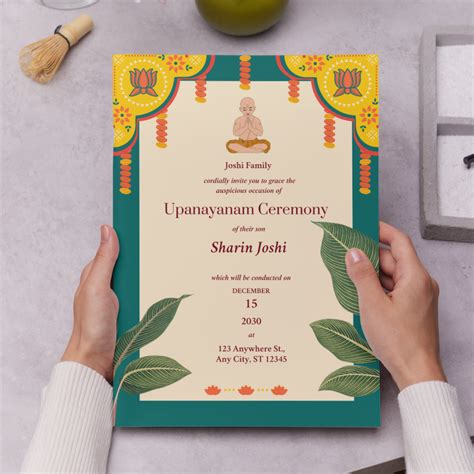 Upanayanam Ceremony Invitation Template | Thread Ceremony Invite ...