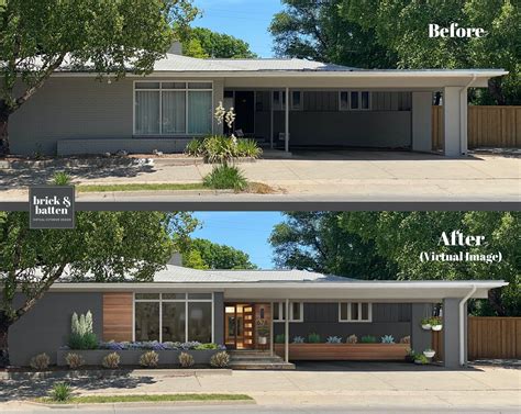 Exterior House Remodel, Home Exterior Makeover, Mid Century Ranch ...