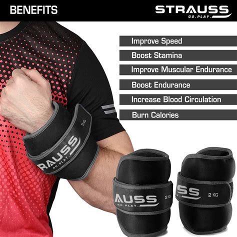 Strauss Ankle Weights for Exercise & Fitness |Adjustable Round Belt De ...