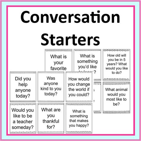 100 Conversation Starter Cards – Printable Family & Classroom ...