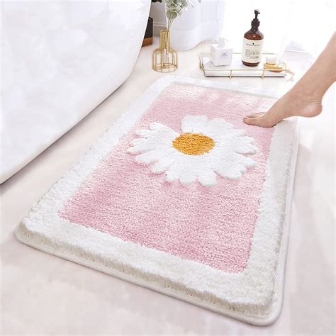 Amazon.com: Pink Flower Bath Mat Cute Bathroom Rugs Lovely Shower ...