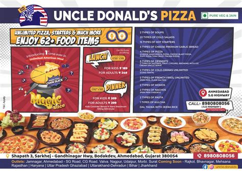 Menu at Uncle Donald’s Pizza SG highway, Ahmedabad