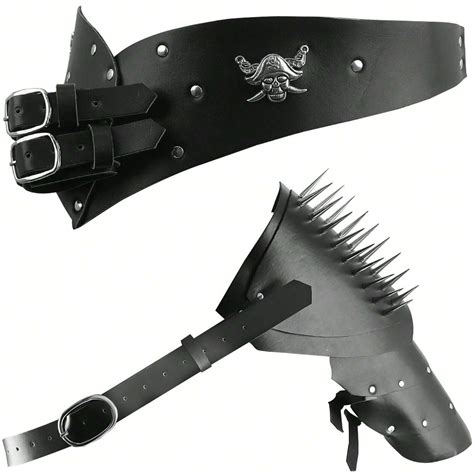 Armure d'épaule Punk chevalier rétro médiéval noir lourde en PU avec ...