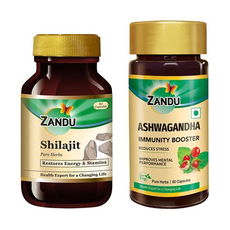 Zandu Shilajit And Ashwagandha Capsules Combo Zandu Shilajit With ...