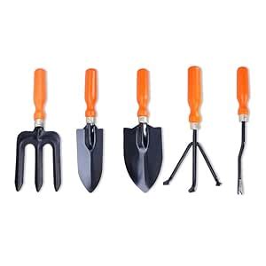 Time2Plant's Gardening Tools Kit 5 Pcs (Cultivator, Fork, Large Trowel ...