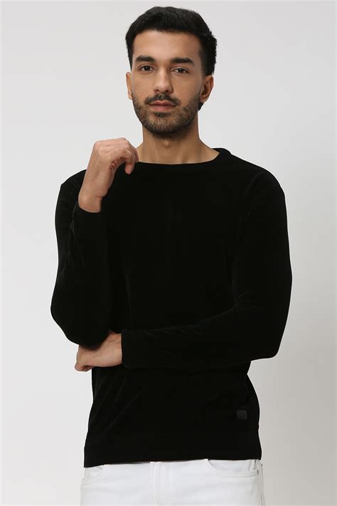 Buy Black Velvet Slim Fit Sweater Online at Muftijeans