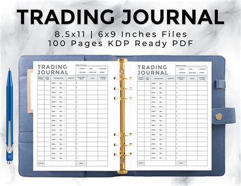 Buy Trading Journal 8.5x11 and 6x9 Inches 100 Pages Ready to Upload PDF ...
