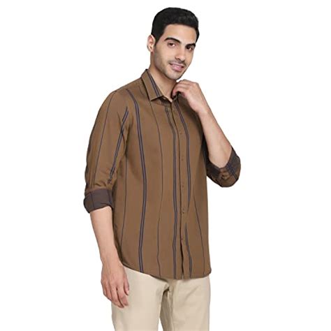Buy blackberrys Men's Urban Full Sleeve India Slim Fit Shirt Brown at ...
