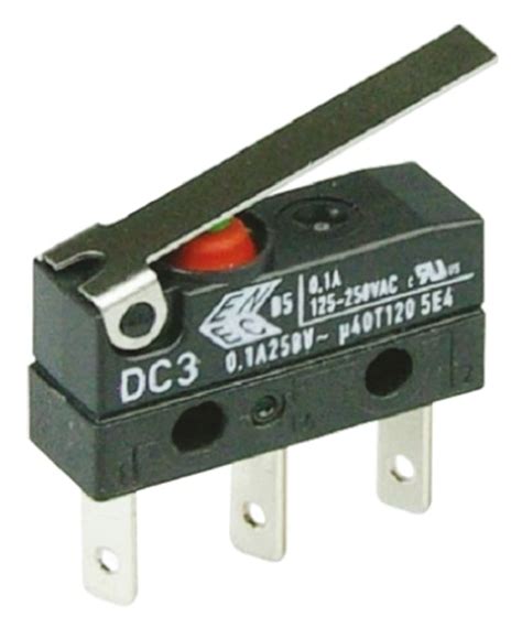 DC3C-L1LC ZF | ZF Hinge Lever Micro Switch, Solder Terminal, 100 mA ...