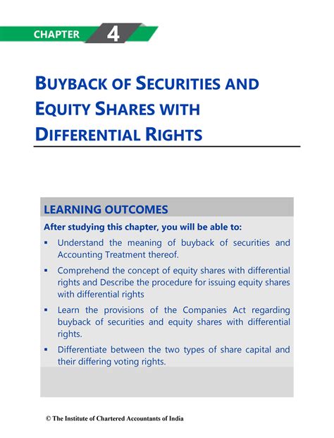 Chapter 4 Buy Back of Securities and Equity Shares with Differential ...
