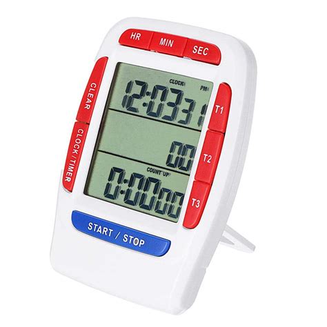 3NH® 3-Line Lcd Triple Digital Clock & Countdown Stopwatch Timer For ...