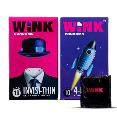 Buy Wink Invisi-Thin & 4-In-1 Multi Textured Condoms Combo for Men ...
