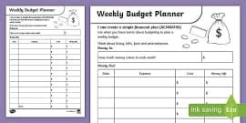Life Skills: Budgeting for Groceries Weekly Planner - Twinkl