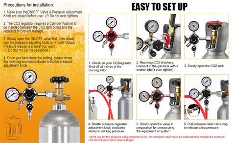 Ferroday Co2 Regulator Beer Keg Regulator Co2 Dual Gauge Dual ...