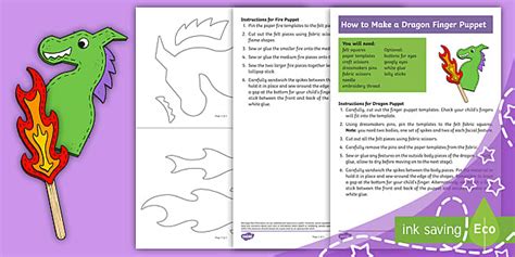 How to Make a Dragon Finger Puppet Craft Instructions